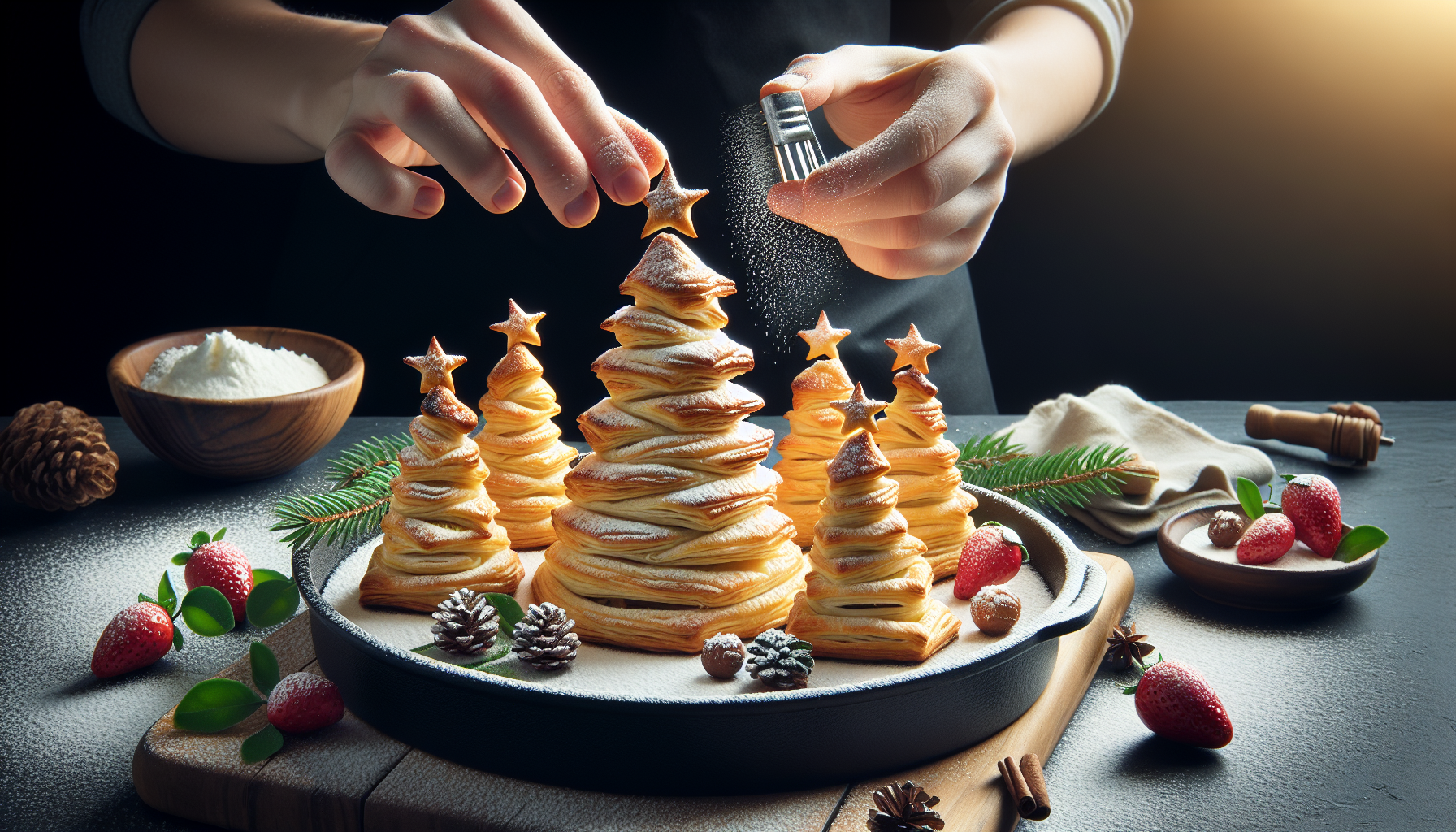 alberi di natale di pasta sfoglia